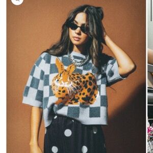 Dressed in LALA Gray and Orange Checkered Sweater